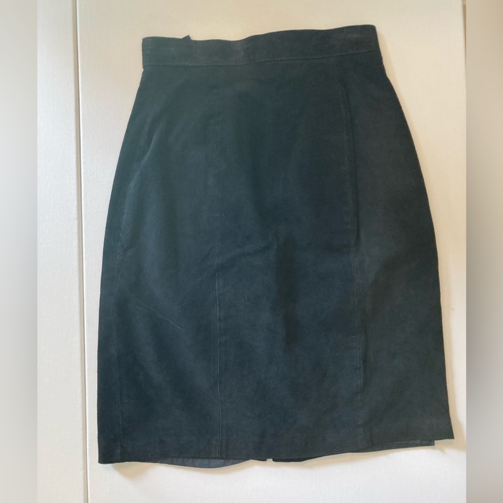 Express Vintage Black Suede Pencil Skirt